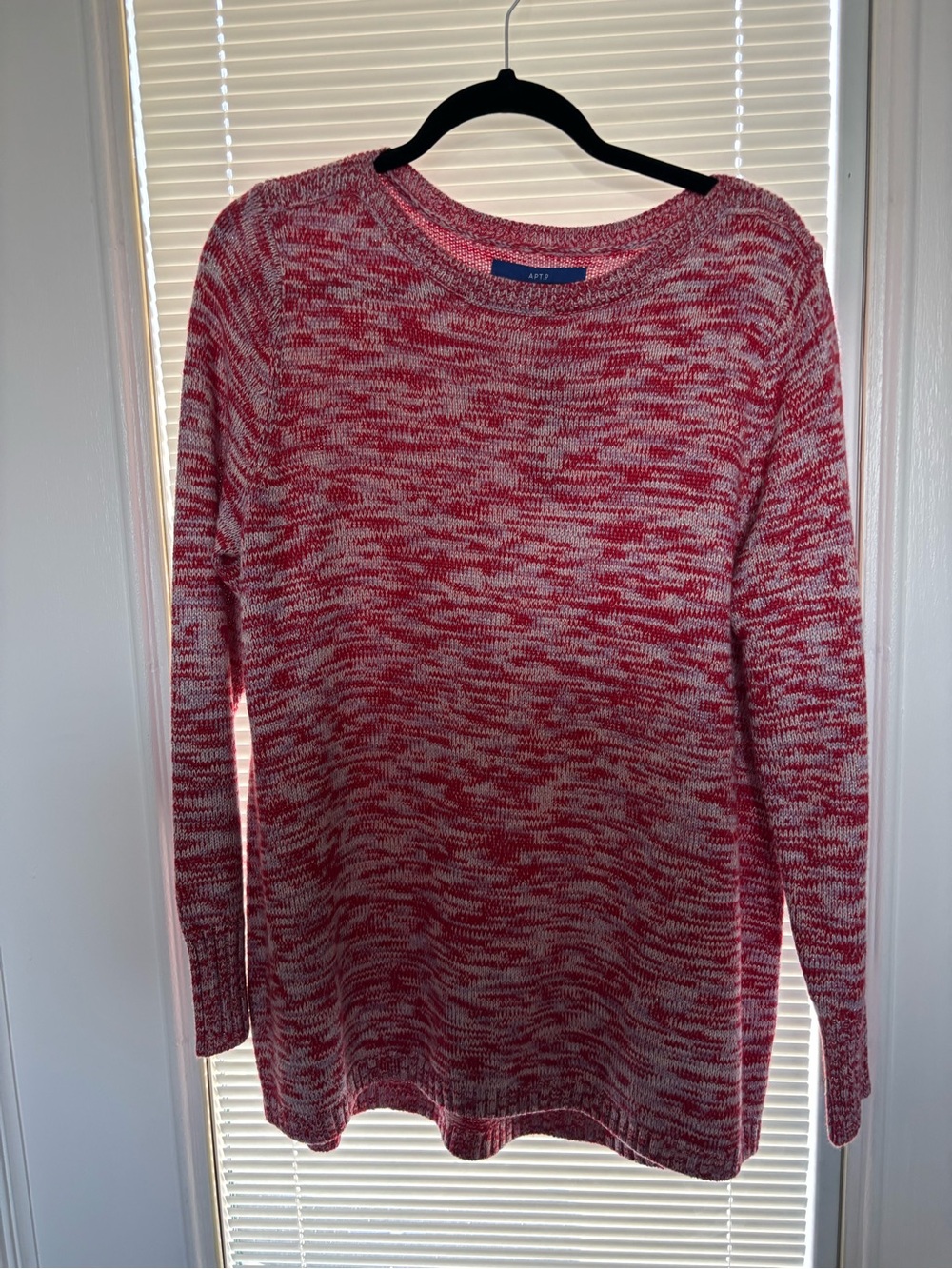 Apt. 9 Pink & White Marled Crewneck Sweater